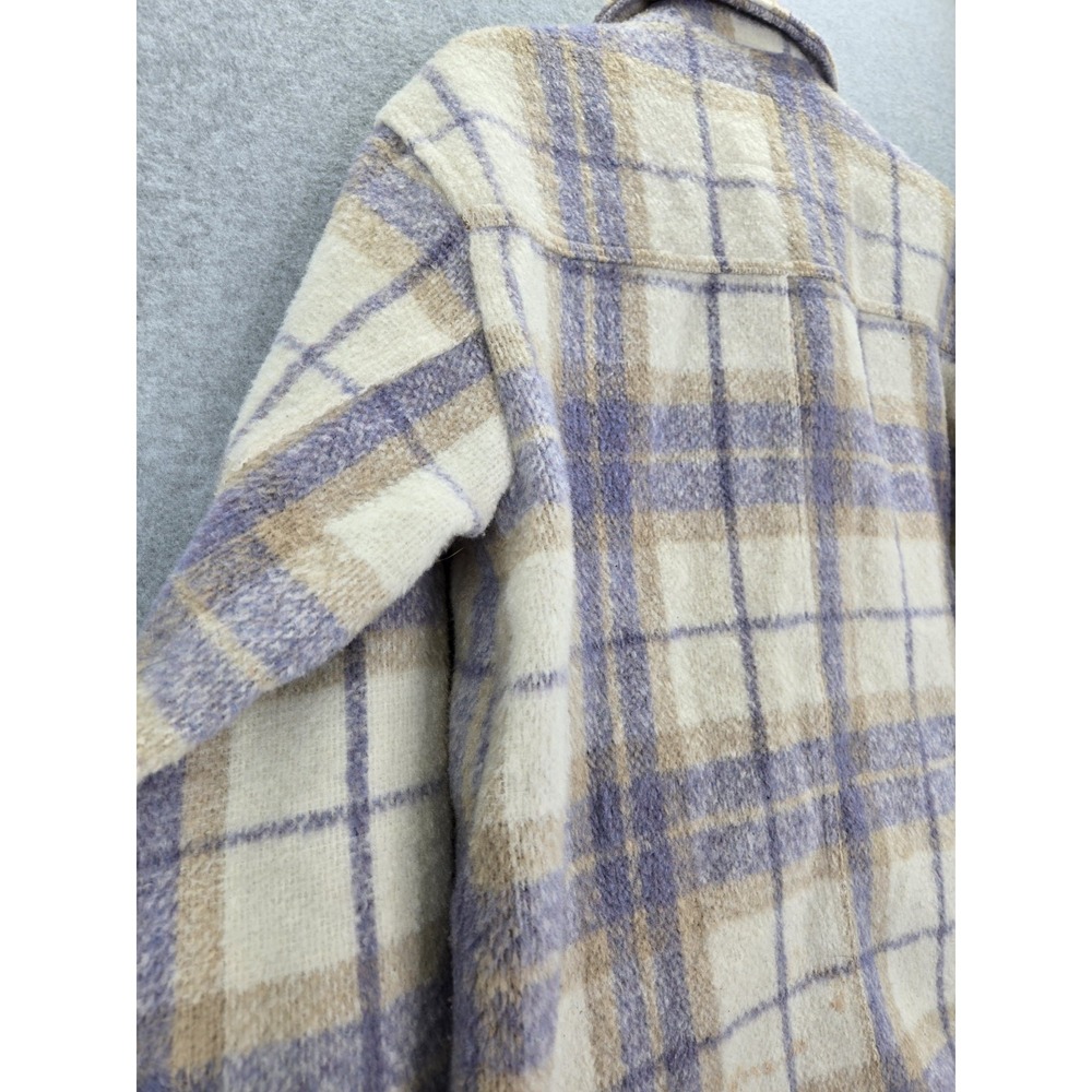 Anthropologie Avec Les Filles Purple White Plaid Button Front Coat Shacket M - Picture 5 of 6